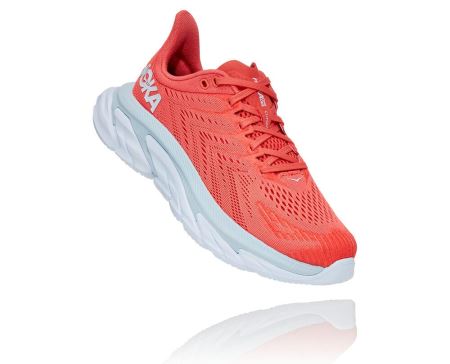 Hoka One One Clifton Edge Mulher - Tenis Corrida Estrada Coral / Branco | PT-wXv0SP2